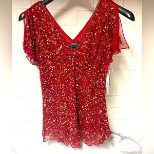 Adriana Papell Dazzling Wings Womens Top